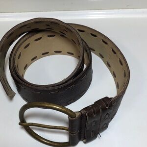 Luxury Coffee Bean Brown Leather Belt with Brass Buckle by Miu Miu